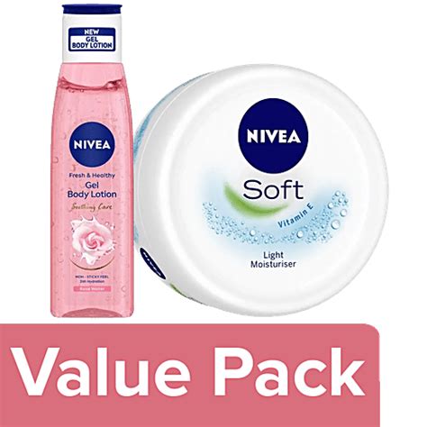 Buy Nivea Rose Water Gel Body Lotion 75 Ml Soft Light Moisturizer 200 Ml Online At Best