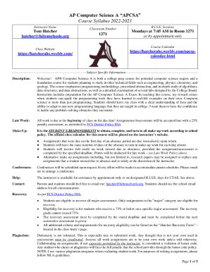 Fillable Online AP Computer Science A AP Central College Board Fax