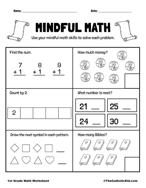 Math Review Printable 1st Grade Math Worksheet Catholic Worksheets Library