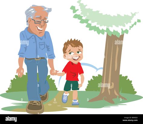 Boy Learning From His Grandfather Stock Photo Alamy