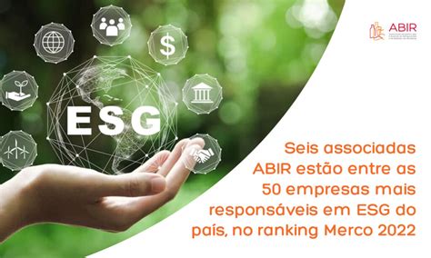 Associadas ABIR no ranking das empresas mais responsáveis em ESG do