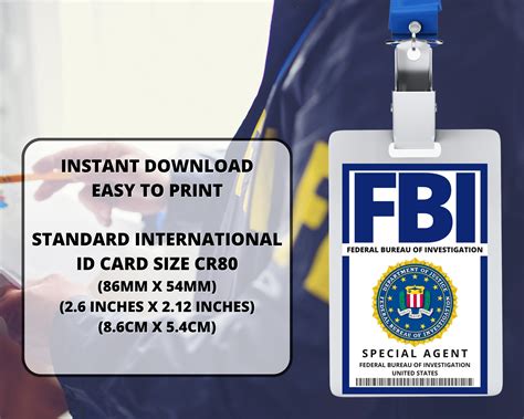 PRINTABLE FBI Id Badge Cosplay Accessories Replica Id Card - Etsy