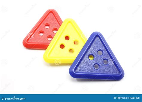 Three Triangle Buttons Stock Photo Image Of Plastic 12672704