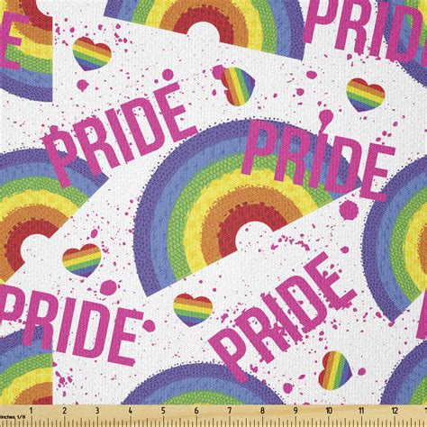 Pride Day Fabric By The Yard Pixelated Grunge Vibrant Lgbt Rainbow