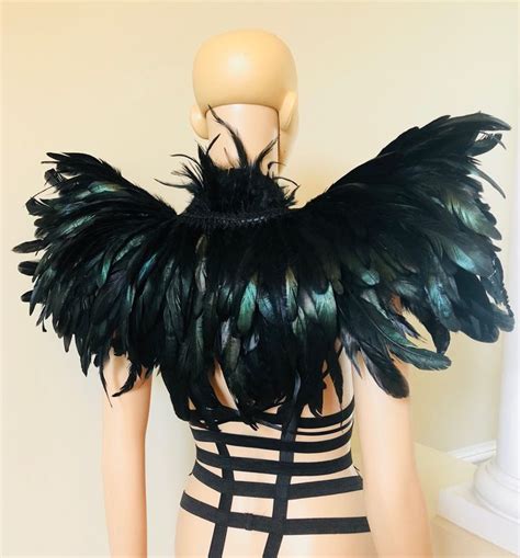 Luxury Black Feather Cape Luxury Feather Capelet With High Collar Feather Shoulder Wrap Shrug