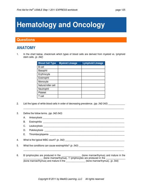 Hematology And Oncology Pdf Anemia Coagulation