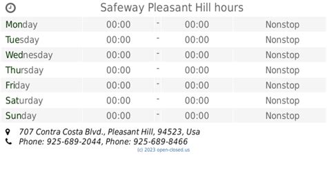 Safeway Pleasant Hill Hours 707 Contra Costa Blvd