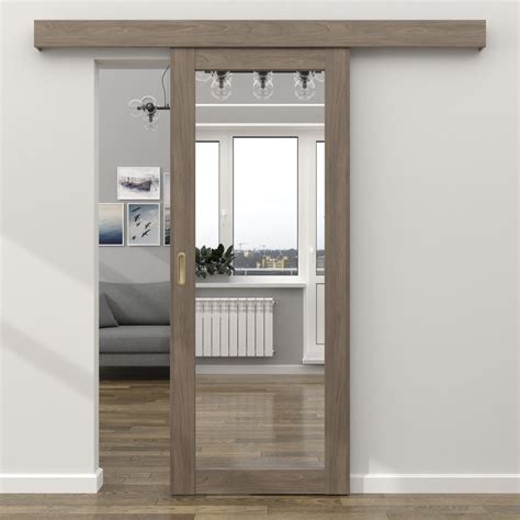 Раздвижная одностворчатая дверь RM048 (экошпон «античный орех», зеркало ...