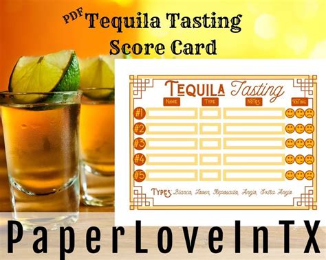 Tequila Tasting Score Card In 2020 Tequila Tasting Tequila Cards