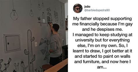 Father Stops Financially Supporting Son Because He Is Gay So Son Uses Amazing Art Skills To Pay His