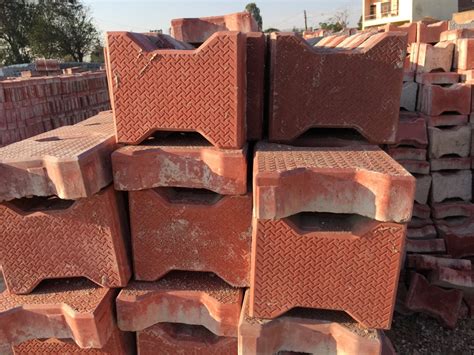 Red Concrete 80mm Interlocking Tiles Paver Blocks For Flooring At