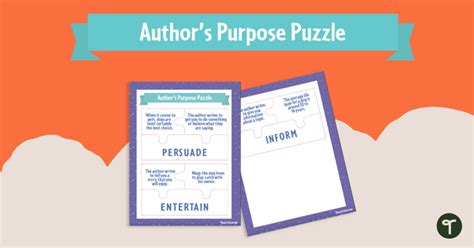 Authors Purpose Puzzle Activity Teach Starter