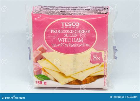 Tesco Processed Cheese Slices With Ham Editorial Image Image Of