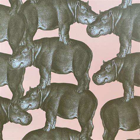 Hippo Wallpaper • Whimsical Walls