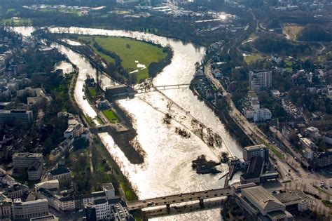 Luftbild M Lheim An Der Ruhr Uferbereiche Mit Durch Hochwasser Pegel