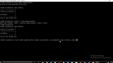 Lesson How To Create A Table In Mysql Database Using Command Prompt