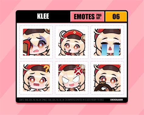 Genshin Klee Emote Pack 06 Twitch Emote Discord Emote - Etsy