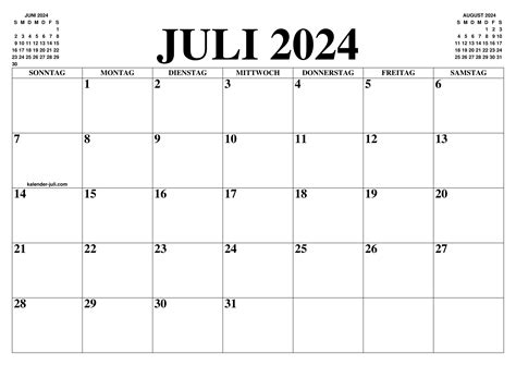 Kalender Juli Juli Kalender Zum Ausdrucken