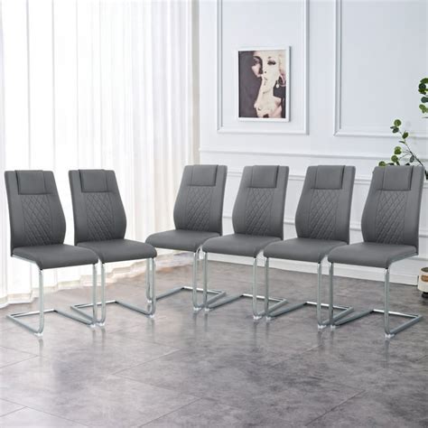 Dining Chairs Set Of 6 Modern Dining Chairs With Faux Leather Padded