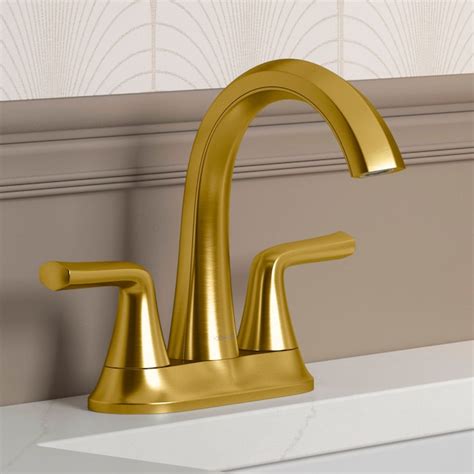 Kohler Desette Vibrant Brushed Moderne Brass 4 In Centerset 2 Handle Watersense Bathroom Sink