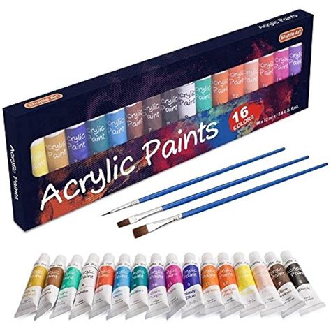 Acrylic Paint Set 16 X12ml Tubes Artist Quality Non Toxic Rich Pigments ...