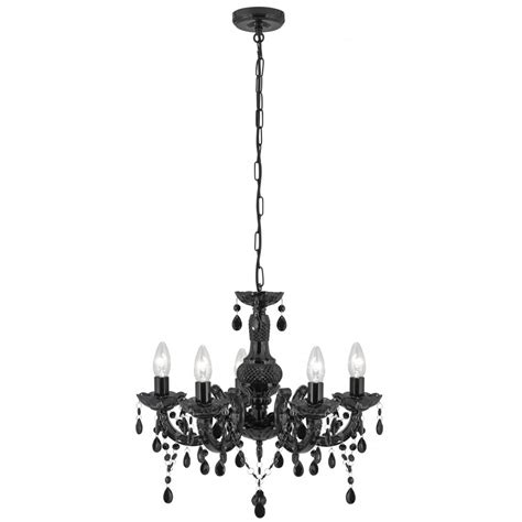 1455 5bk Marie Therese 5 Light Ceiling Black Glass Acrylic