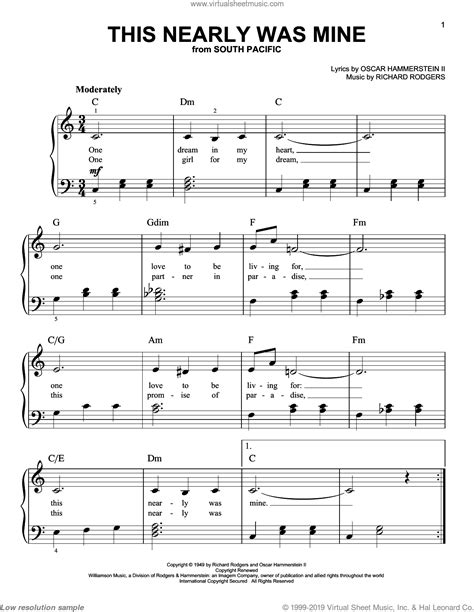 This Nearly Was Mine Sheet Music Beginner For Piano Solo Pdf