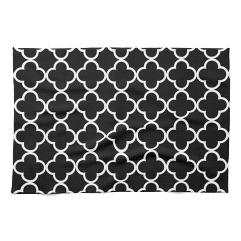 Moroccan Black White Quatrefoil Pattern Towels Zazzle