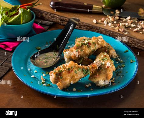 Thai Chili Chicken Wings Stock Photo Alamy