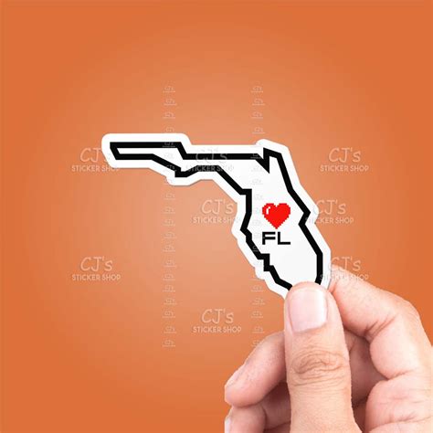 Florida Pixel Heart State Outline Sticker Cjs Sticker Shop