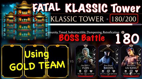 Mk Mobile Klassic Fatal Tower 180 Boss Battle Using Gold Youtube