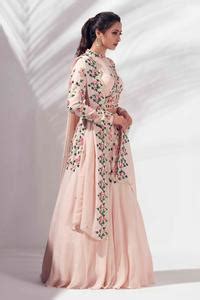 Buy Pink Georgette Crepe Embroidered Sequins High Neck Lehenga Set For