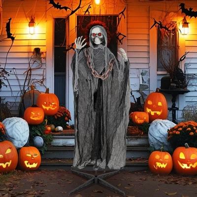 Costway 6 4 Ft Standing Grim Reaper Halloween Animatronic Decoration