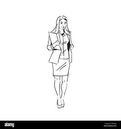 Business Woman Holding Folder Concept Businesswoman Full Length On