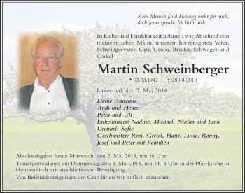 Traueranzeigen von Martin Schweinberger Allgäuer Zeitung