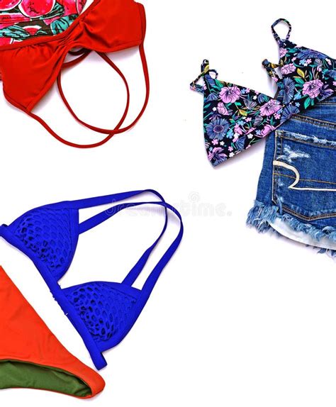 Summer Bikini Swimsuit Clothes And Accessories Concept Stock Image