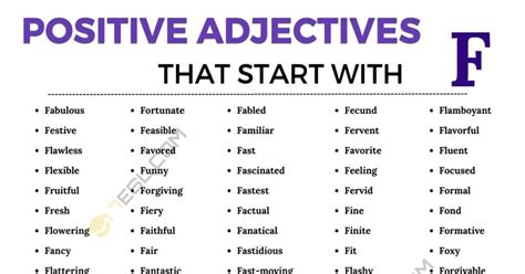 Adjectives Starting With An F