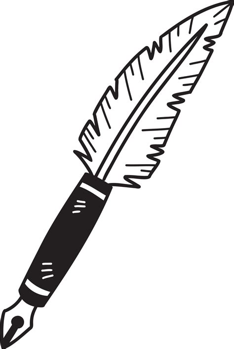 Hand Drawn Feather Quill Pen Illustration Png