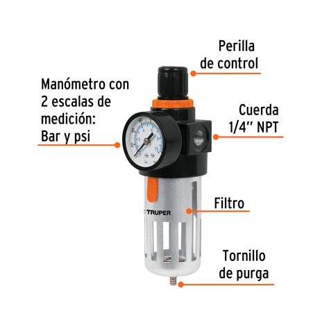 Ficha Tecnica Filtro y regulador de presión de aire cuerda 1 4 NPT