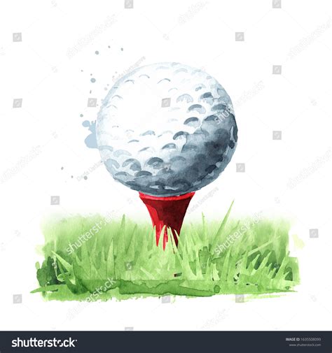 Golf Ball Hand Drawn Watercolor Illustration Stock Illustration ...