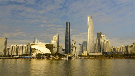 Time Lapse Of City Guangzhou International Financial Center With Golden