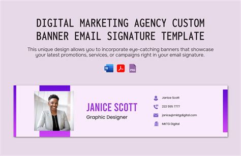 Digital Marketing Agency Custom Banner Email Signature Template in Word, PDF, Google Docs, PNG ...