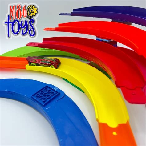 Degree Banked Turn With Building Block Base Hot Wheels And Lego Compatible M Toys