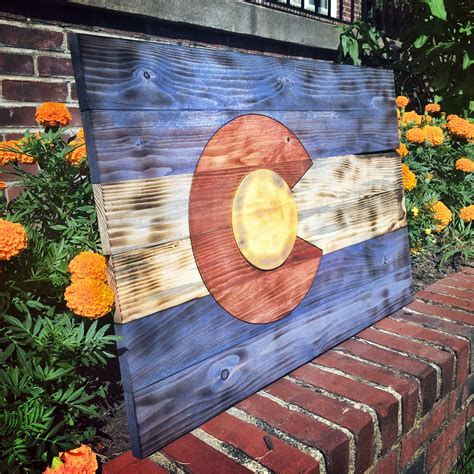 Colorado Wood Flag Rustic Traditional State Flag Wood Wall Art