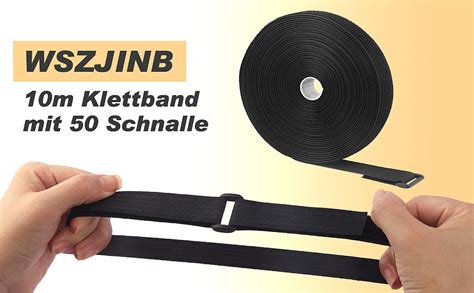 WSZJINB 10m x 2cm Klettband mit 50 Schnalle Freie Schnittlänge Klett