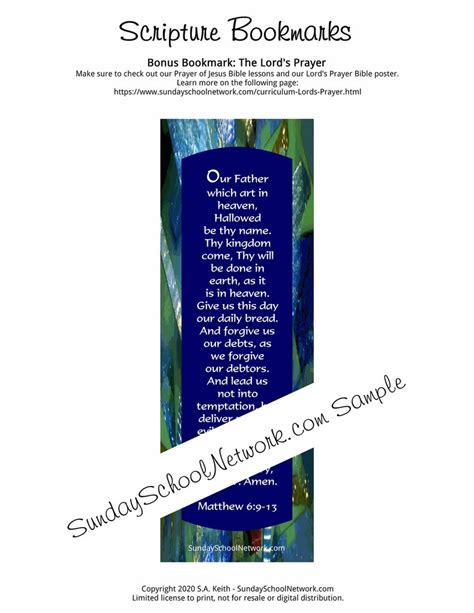 Lords Prayer And Psalms Bookmarks Inspirational Scripture Verses