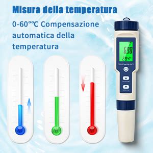 misuratore pH 5 in 1 con TDS EC Salinità Temperatura Tester