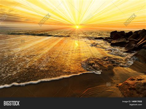 Ocean Sunset Sun Rays Image & Photo (Free Trial) | Bigstock