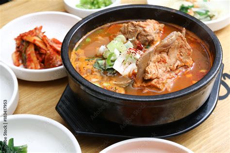 Gamjatang Is A Popular Korean Meal Whch Is A A Spicy Korean Stew Made