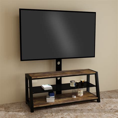 Veryke 3 Tier Tv Stand With Floater Mount For Tvs Up To 65 Rustic